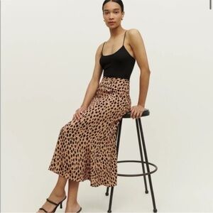 Reformation Bea Midi Slip Skirt Cheetah Print Size 10